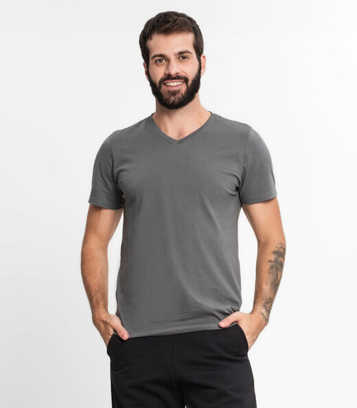 Image_Camiseta Meia Malha Básica Masculina Kohmar Cinza