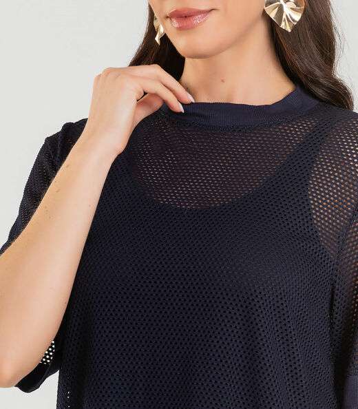 Blusa Feminina Malha Screen Infinita Cor Azul