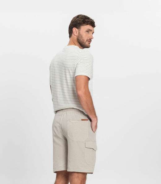 Bermuda Masculina Sarja Cargo Com Elástico Shift Cinza
