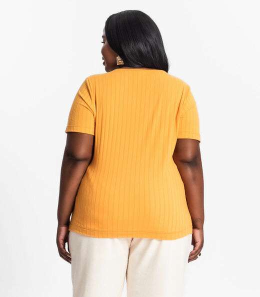 Blusa Malha Delicate Plus Infinita Cor Amarelo