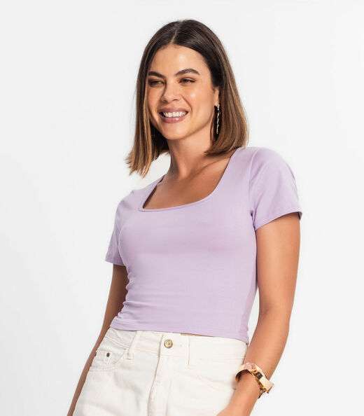 Blusa Cropped Feminina Rovitex Roxo