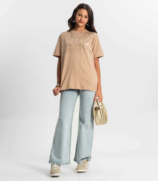 T - Shirt Juvenil Feminina Minty Marrom