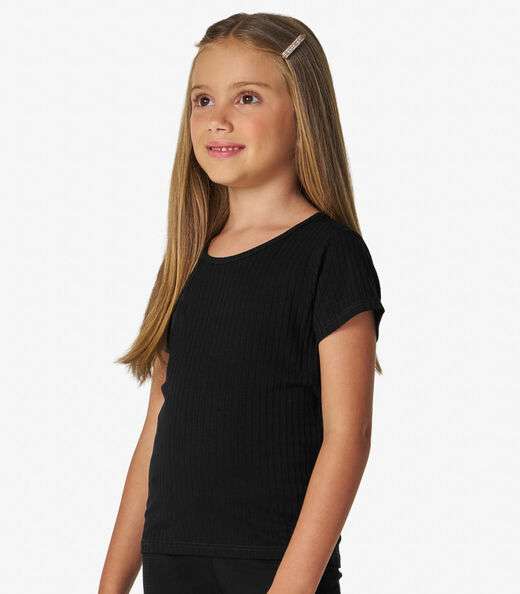 Blusa Infantil Feminina Canelada Trick Nick Preto