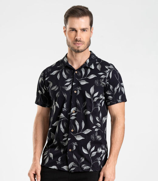 Camisa em Meia Malha Masculina Diametro Preto