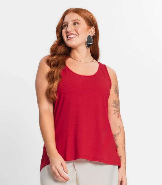 Regata Feminina Plus Size Secret Glam Vermelho