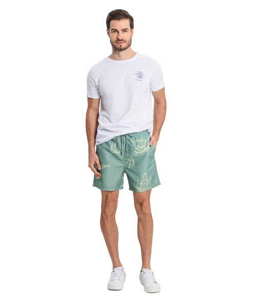 Bermuda Masculina Microfibra Estampada Rovitex Verde