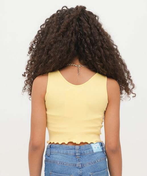 Blusa Regata Cropped Sem Costura Juvenil TAM 10 a 16 Marisa Amarelo