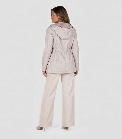 Parka Feminina Peluciada Impermeável Sea Surf Bege