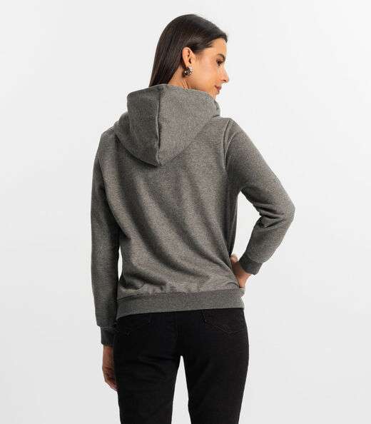Blusão com Capuz Feminino Rovitex Cinza