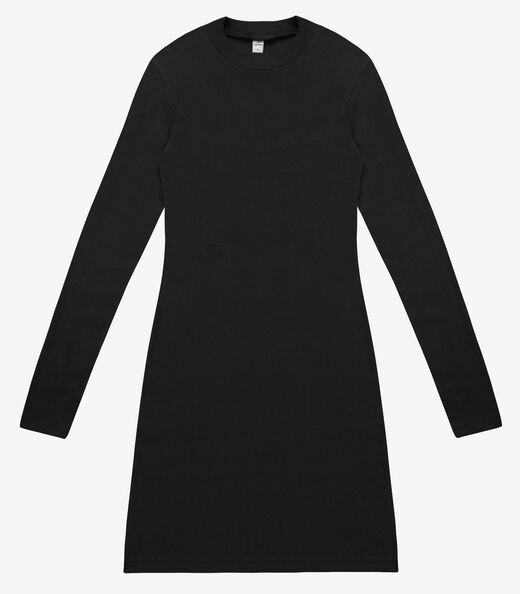 Vestido Feminino Manga Longa Ribana Básico Rovitex Preto