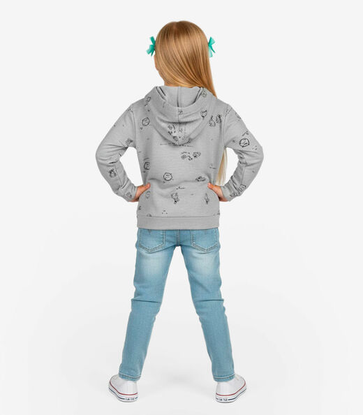 Blusão Infantil Menina Com Capuz Select Cinza