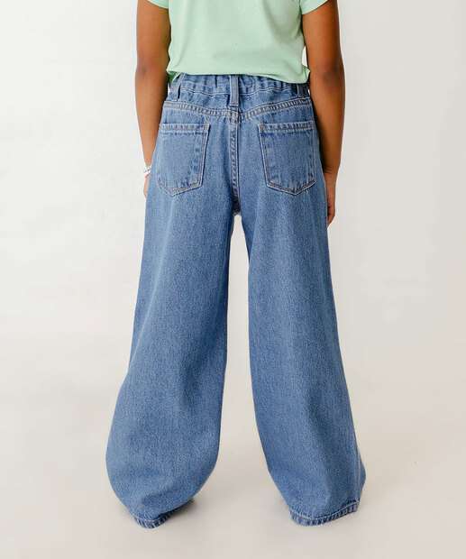 Calça Jeans Wide Leg Infantil Marisa Tam 4 a 10