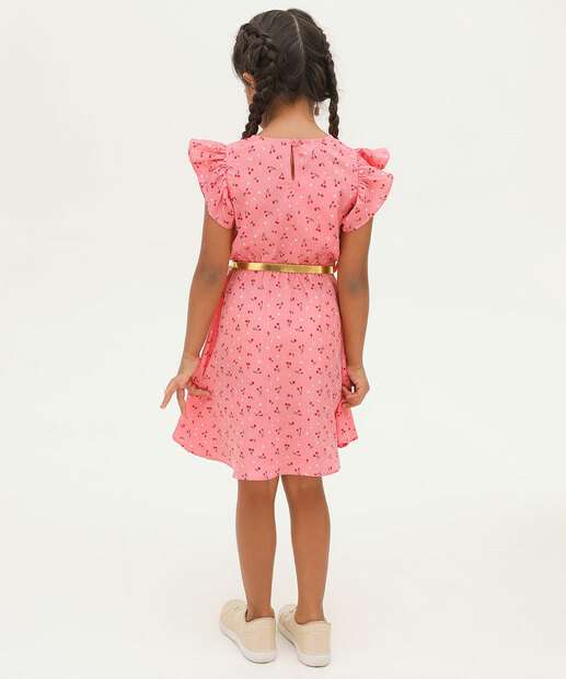 Vestido Infantil Estampa Flores Babado Marisa Tam 4 a 10