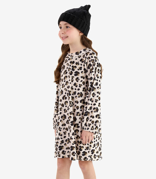 Vestido em Fleece Comfort Rovi Kids Bege