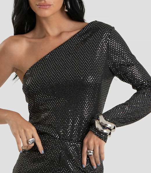 Blusa Feminina em Malha Lantejoula Dianna Preto