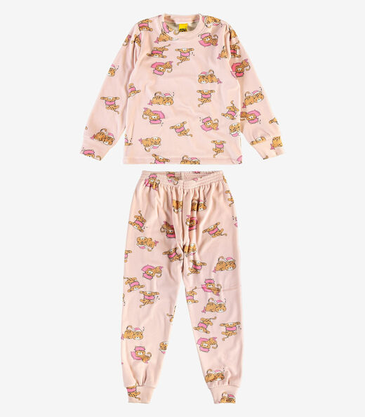 Pijama em Pelo Fleece Rovi Kids Rosa