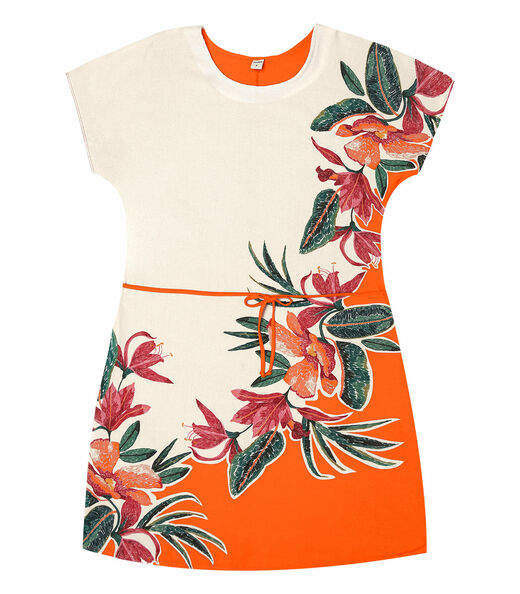Vestido Curto Com Estampa Rovitex Laranja
