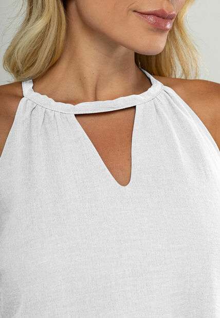 Vestido Longo Decote Com Recorte E Amarração Branco Salvatore