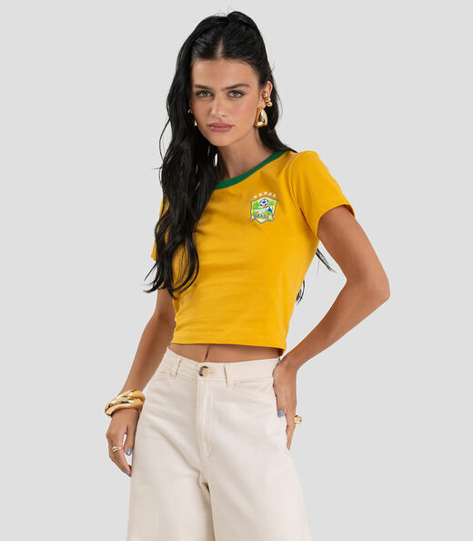 Blusa Feminina em Cotton Leve Brasil Dianna Amarelo
