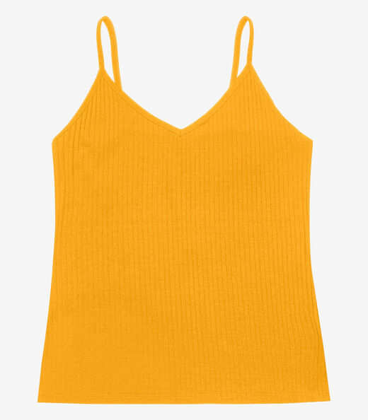 Blusa De Alça Feminina Ribana Canelada Rovitex Amarelo