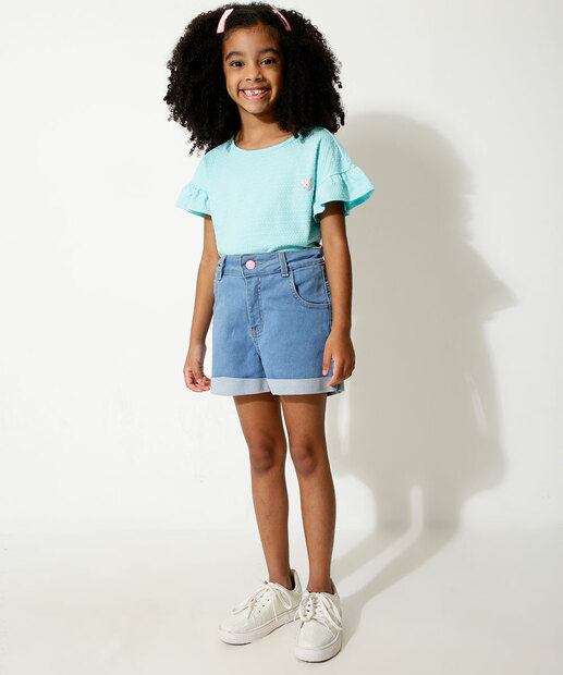 Blusa Infantil Manga Curta Textura Marisa Tam 4 a 10