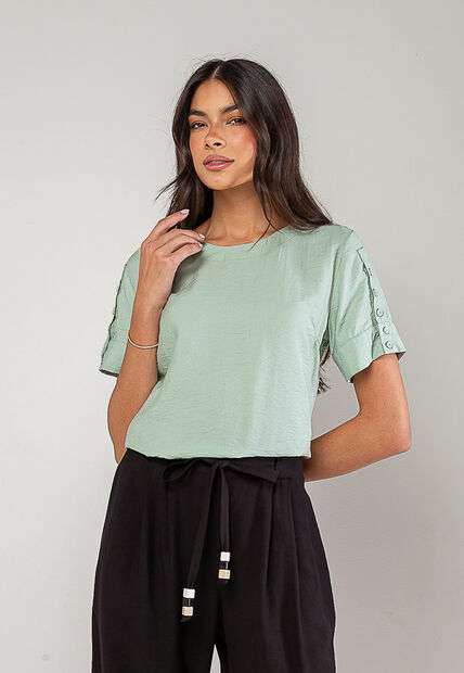 Image_Blusa Alfaiataria Com Botões Na Manga Verde Salvatore