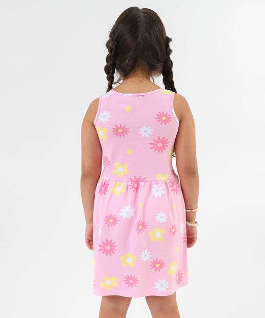 Vestido Infantil Floral Sem Manga Marisa Tam 4 a 10 Rosa