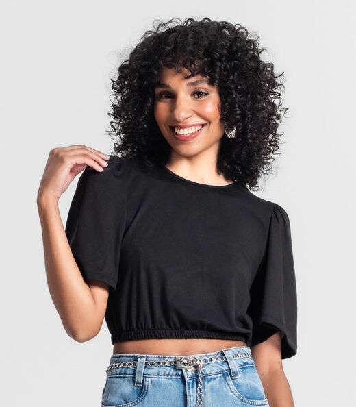 Blusa Cropped Feminina Rovitex Preto