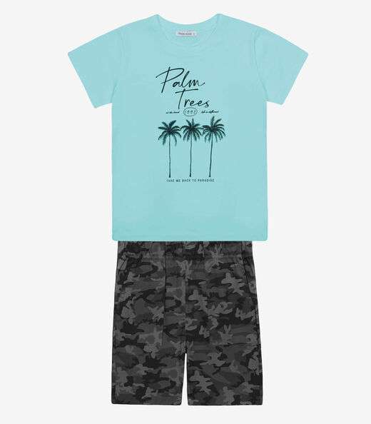 Conjunto Infantil Camiseta Com Bermuda Trick Nick Azul