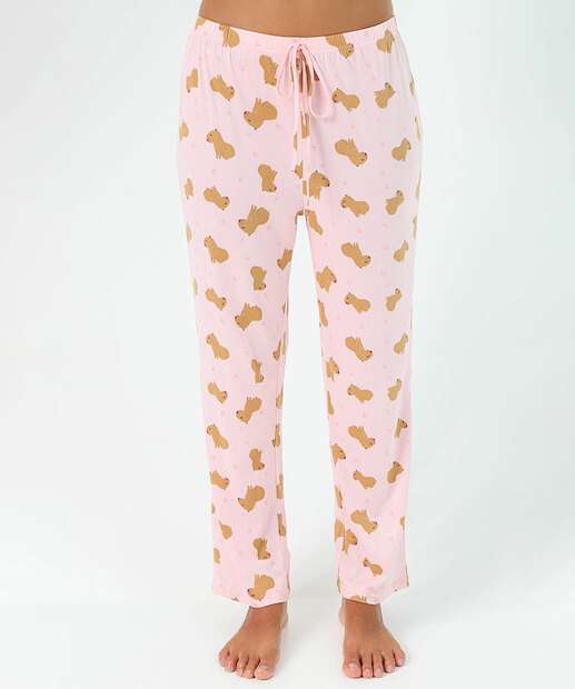 Pijama Feminino Estampa Capivara Marisa Rosa