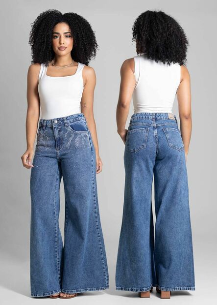 Calça Jeans Sawary Super Wide Leg - 282902