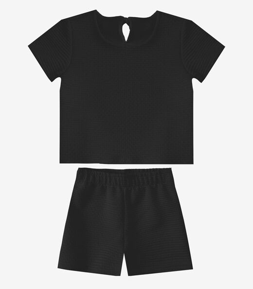 Conjunto Infantil Feminino Blusa e Short Select Preto