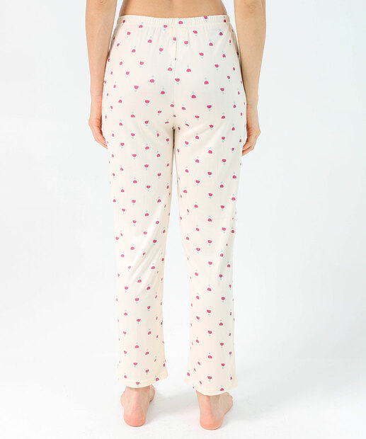 Calça Pijama Feminino Avulsa Flores Marisa Off White