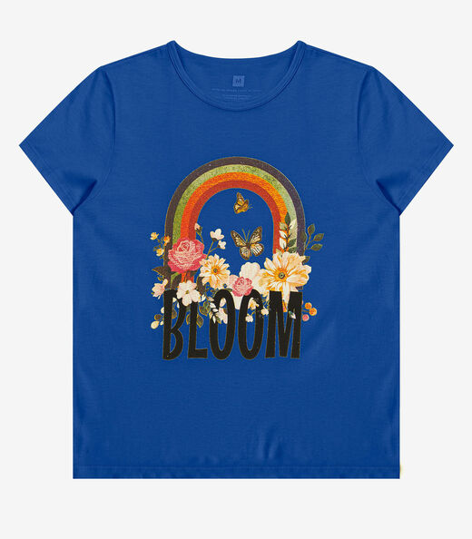 Blusa Baby Look Feminina Estampada Select Azul