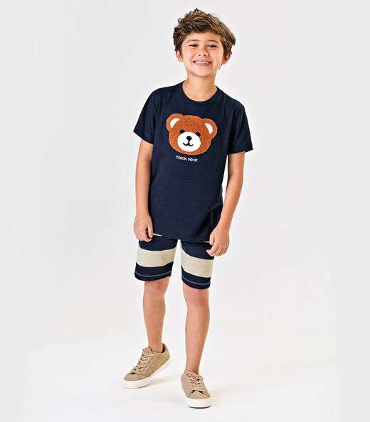 Conjunto Infantil Camiseta Com Bermuda Trick Nick Azul