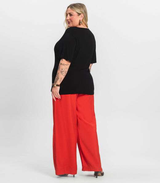Calça Pantalona Plus Size Secret Glam Laranja