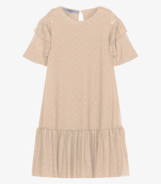 Image_Vestido Infantil Meia Malha Estampado Trick Nick Rosa