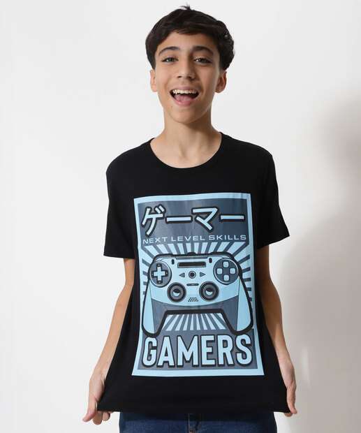 Camiseta Juvenil Estampa Videogame MR Tam 10 a 16  
