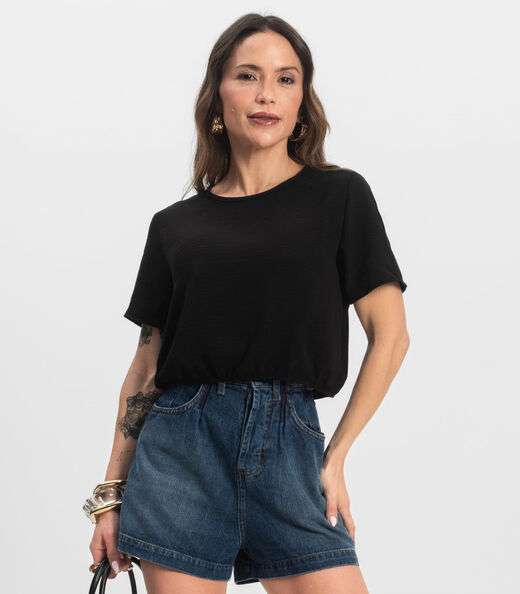 Image_Blusa Feminina Manga Curta Infinita Cor Preto