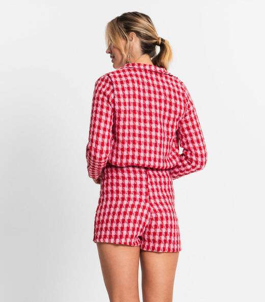 Shorts Saia Feminino Em Tweed Endless Vermelho