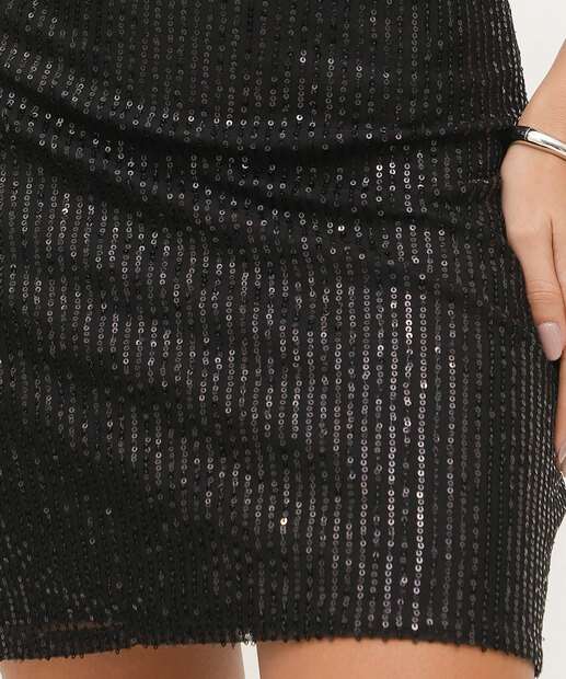 Vestido Feminino Paetês Alças Finas Marisa