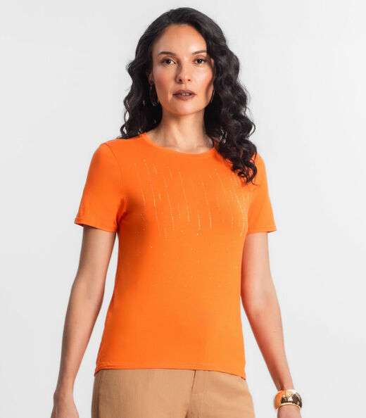 Blusa Feminina Manga Curta Select Laranja
