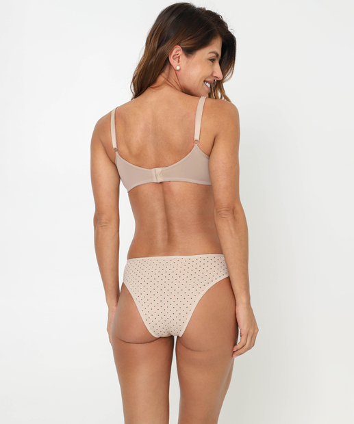 Kit 3 Calcinhas Tanga Estampa Poá DelRio Bege