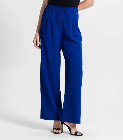 Calça De Viscose Rajada Feminina Endless Azul
