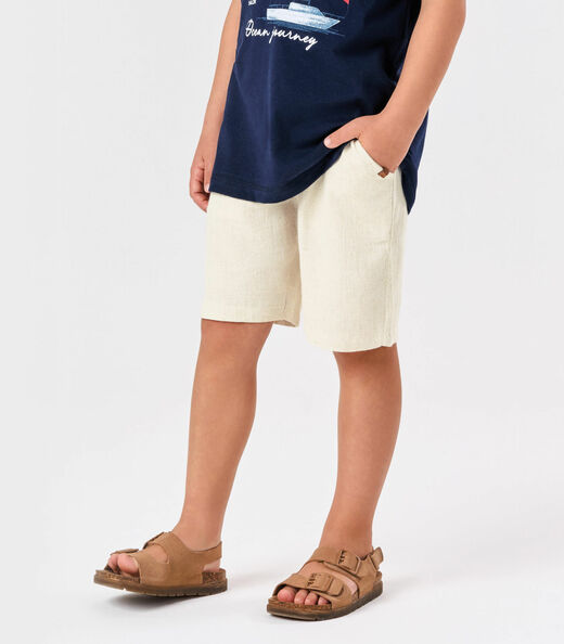 Bermuda Menino Linho Strong Trick Nick Bege