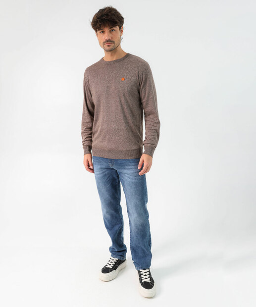 Suéter Masculino Tricô Mescla Marisa Marrom