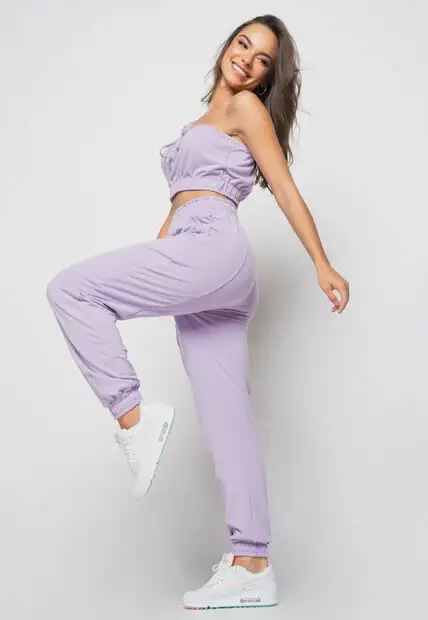 Cropped  Tomara Que Caia Malha Comfort Lilás