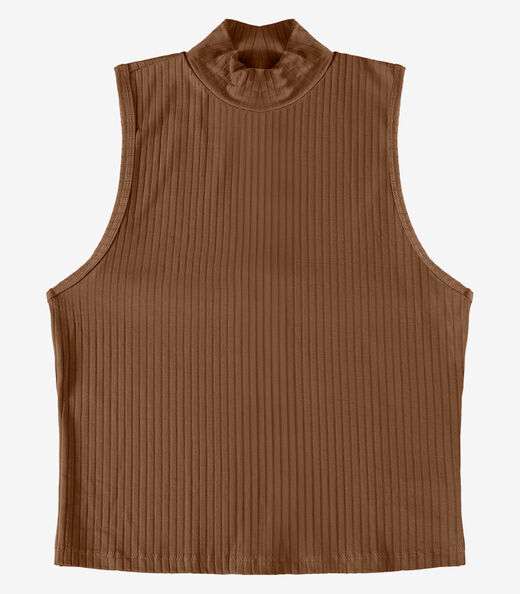 Regata Feminina Ribana Canelada Infinita Cor Marrom