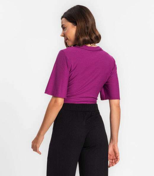 Camisa Feminina Com Amarração Rovitex Roxo