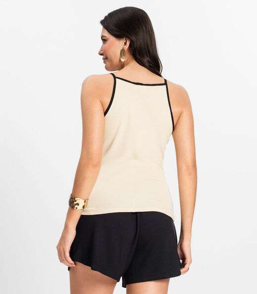 Regata Feminina em Ribana de Viscose Rovitex Bege
